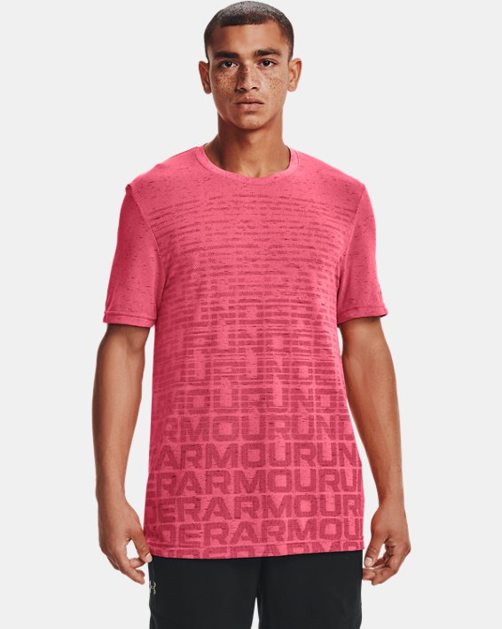 Camiseta de manga corta UA Seamless con marca para hombre, Pink, pdpMainDesktop image number 0